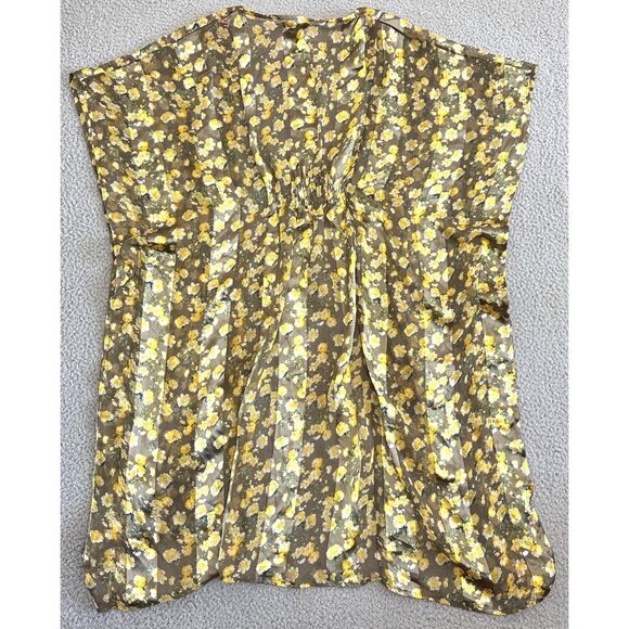 Anthropologie Kimono Cardigan Butter Yellow Boho Beachy Floral - Picture 2 of 16
